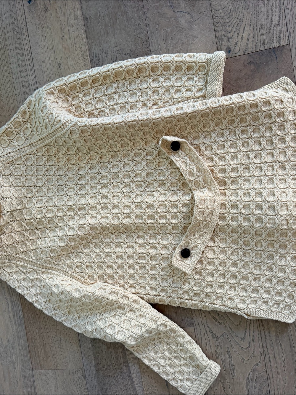 Standun Vintage Irish Aran Wool Knit Cardigan Sweater Cream Size L - Picture 5 of 5